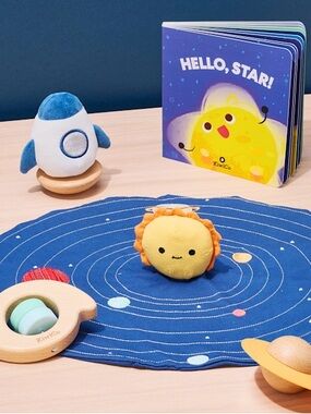 Kiwi Plush Solar Sun and Rocket Playset - Yellow and Blue